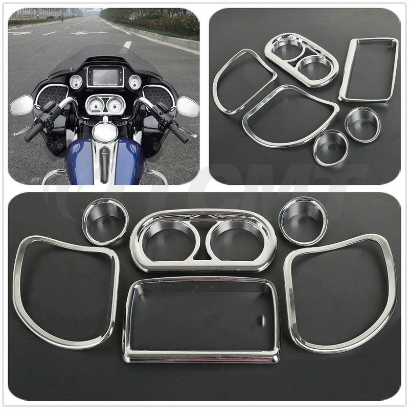 TCMI Inner Fairing Speedometer Radio Speaker Trim Kit Fits For Harley Road Glide 2015-2020 (Replaces : 61400296) Chrome - Image 1